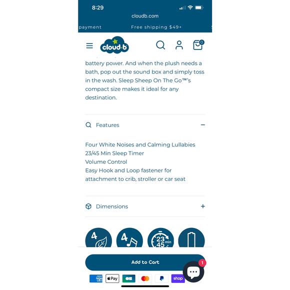 NEW NIB Cloud B Sleep Sheep On the Go Sound Machine Travel Lullabies White Noise - Picture 7 of 8